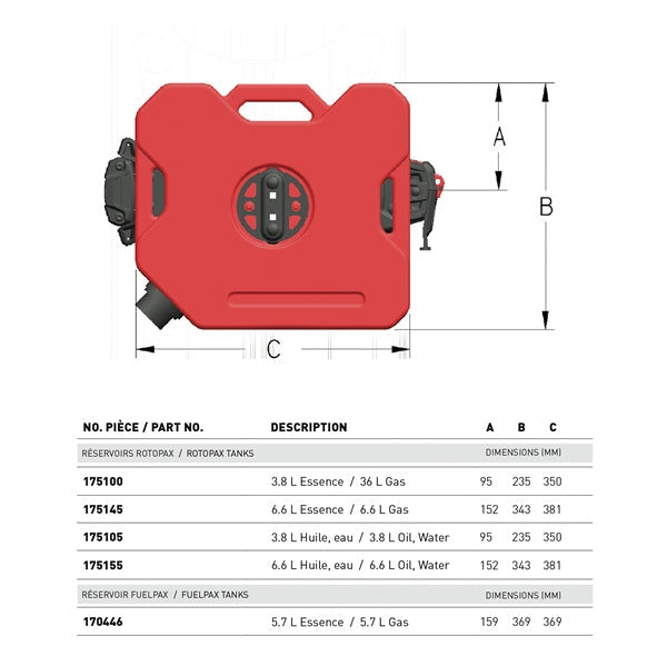Rotopax-WATER/OIL PACK 1 GAL ROTOPAX RX-1W 022099131298