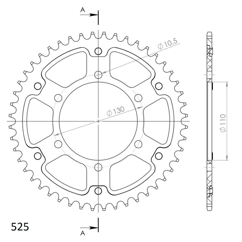 Supersprox - 46T Rear Sprocket for Yamaha & Suzuki (RST-480-46-BLK)