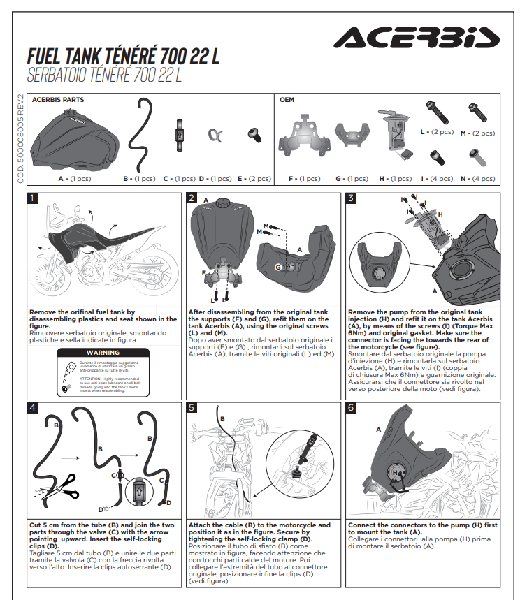 Acerbis - Fuel Tank for Yamaha Tenere T700 (2911470001 / 0024743)